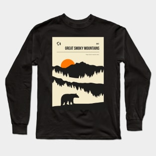 Great Smoky Mountains Vintage Minimal Retro Travel Art Long Sleeve T-Shirt